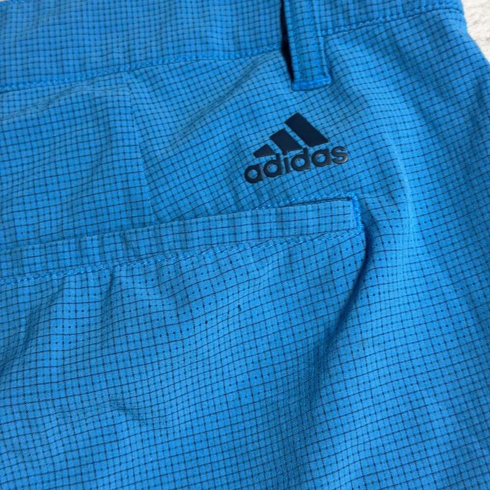 Adidas Golf Shorts Blue Grid Pattern Performance Stretch - Picture 9 of 10